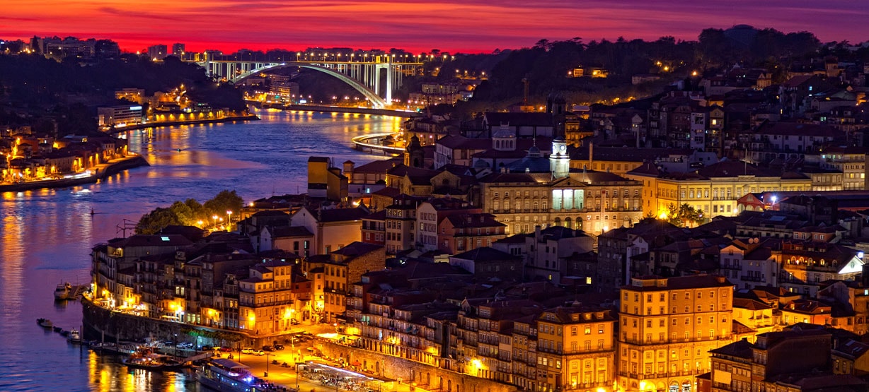 hill old town porto sunset