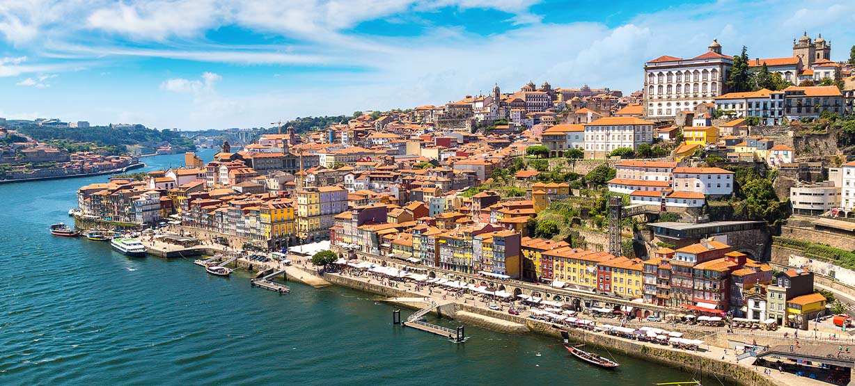 panoramic aerial view of porto summer