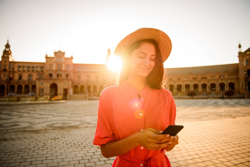 Roadtrip Spain Girl with Phone