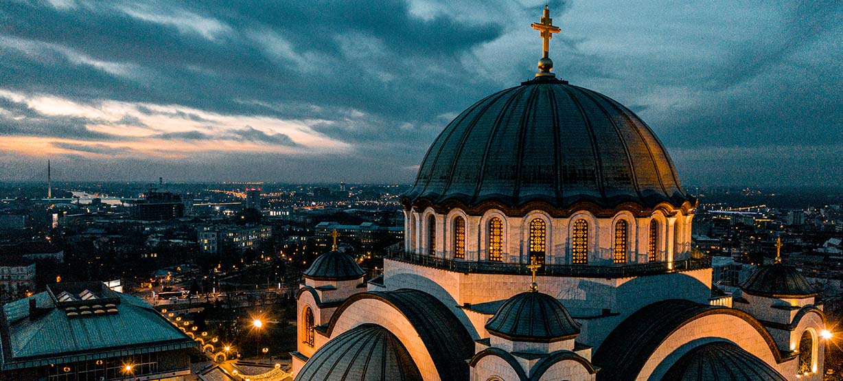 Belgrade temple at dawn  