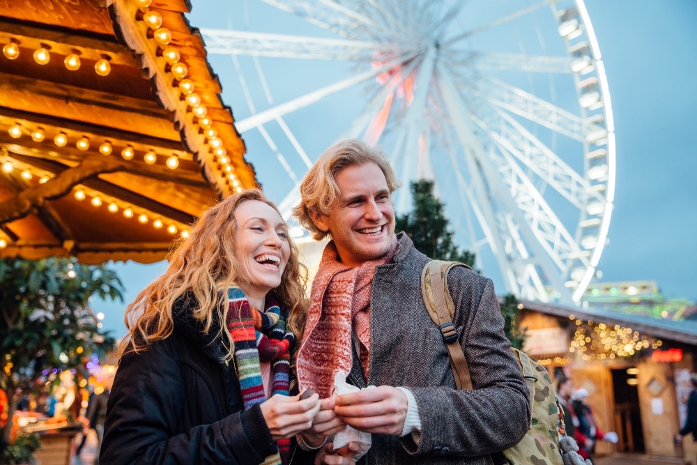 Casal na Winter Wonderland